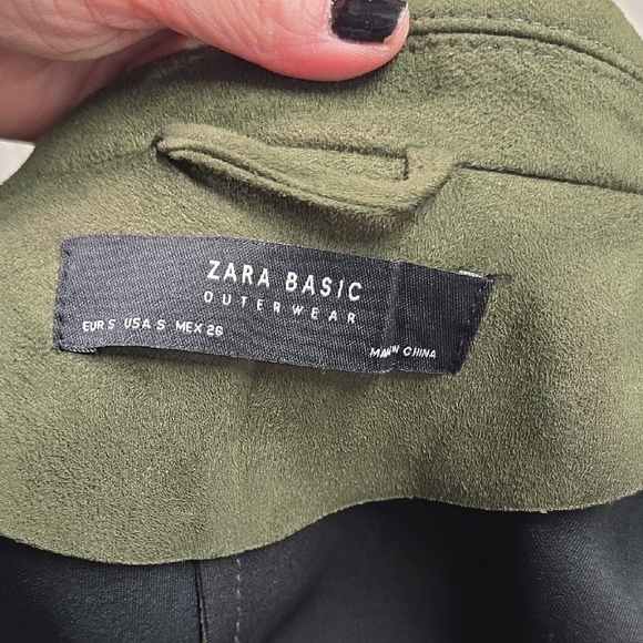 Zara Olive Green Suede Leather Jacket - Picture 12 of 12